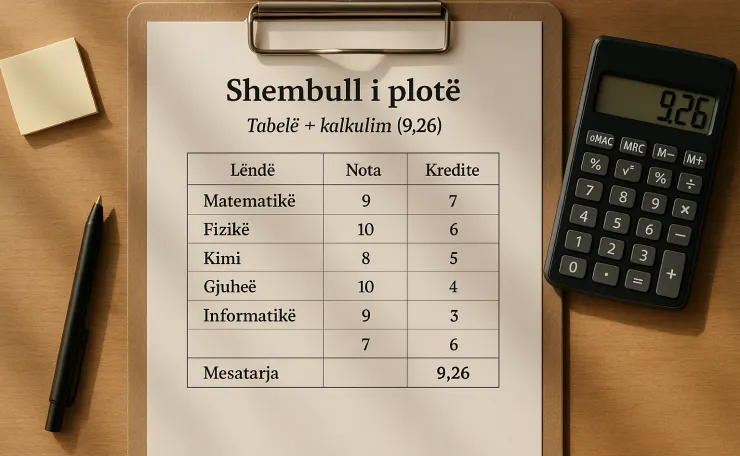 Formula zyrtare notës mesatare
