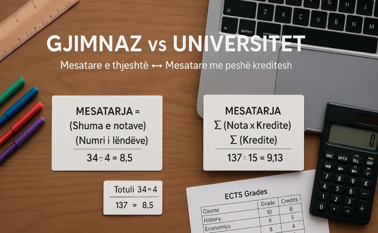 nota mesatare në gjimnaz vs universitet