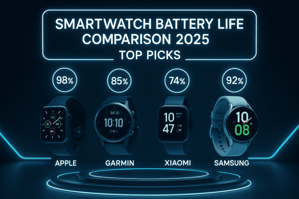 Smartwatch battery life comparison 2025