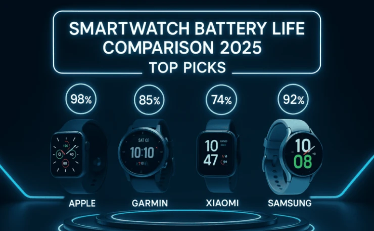 Smartwatch battery life comparison 2025