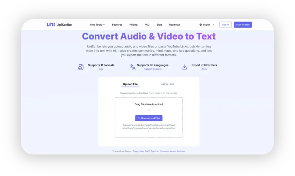 uniscribe with video&a