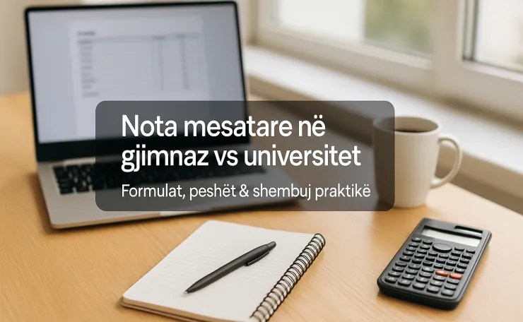 Si llogaritet nota mesatare në gjimnaz vs universitet?